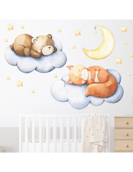 Wall stickers for children | Cute animals sleeping on clouds - Sweet Dreams | Wall Decor Store