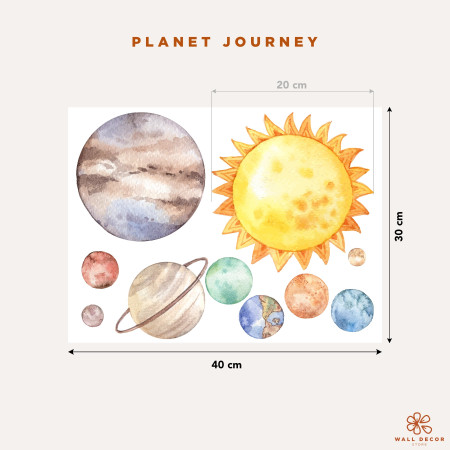 Adesivi da muro per bambini | Sticker Pianeti della galassia - Planet Journey | Wall Decor Store