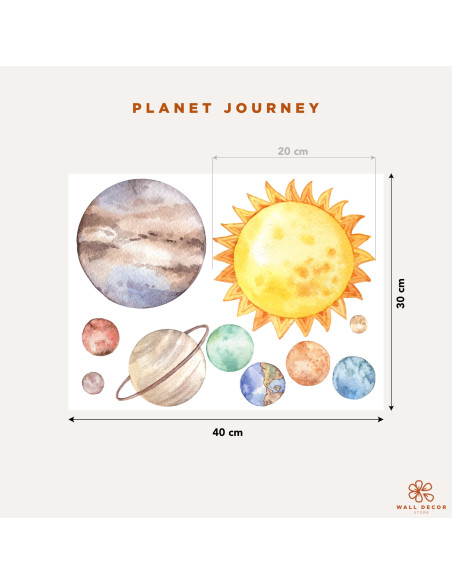 Adesivi da muro per bambini | Sticker Pianeti della galassia - Planet Journey | Wall Decor Store