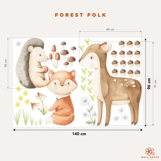 Adesivi da muro per bambini | Serie Forest Folk - Adesivi da Muro con Animaletti del Bosco | Wall Decor Store 2