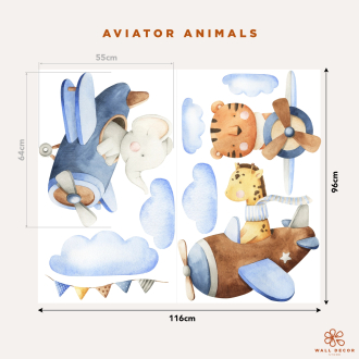 Wall stickers for children | Wall stickers featuring Aviator Animals | Wall Decor St | Wall Decor Store 2