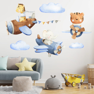 Adesivi da muro per bambini | Adesivi da Muro con Animaletti Aviatori - Aviator Animals| Wall Decor St | Wall Decor Store