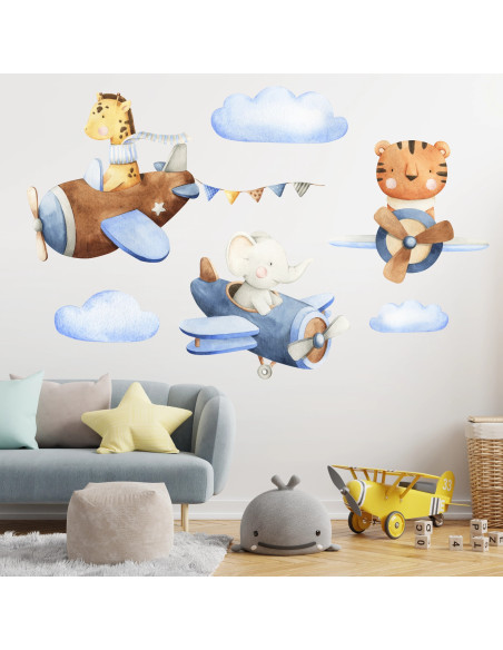 Wall stickers for children | Wall stickers featuring Aviator Animals | Wall Decor St | Wall Decor Store