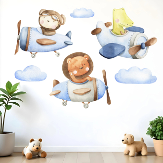 Wall stickers for children | Wall stickers featuring Aviator Animals | Wall Decor St | Wall Decor Store