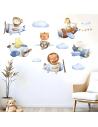 Watercolor animal airplane wall stickers for kids bedroom