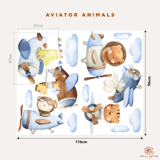 Wall stickers for children | Aviator Animals Wall Stickers | Wall Decor St | Wall Decor Store 2