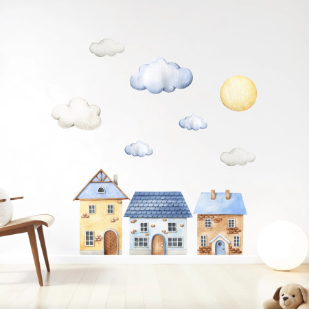 Adesivi da muro per bambini | Adesivi da Muro con casette -Storybook Houses| Wall Decor Store