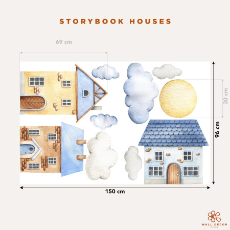 Adesivi da muro per bambini | Adesivi da Muro con casette -Storybook Houses| Wall Decor Store