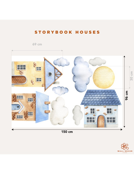 Adesivi da muro per bambini | Adesivi da Muro con casette -Storybook Houses| Wall Decor Store