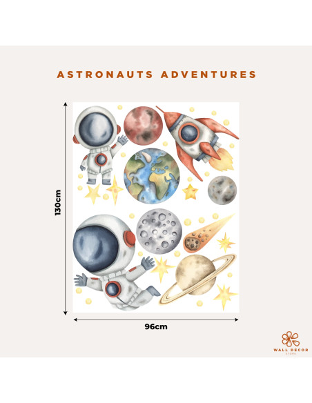 Adesivi murali astronauta e pianeti per bambini – Space Explorers | Wall Decor Store