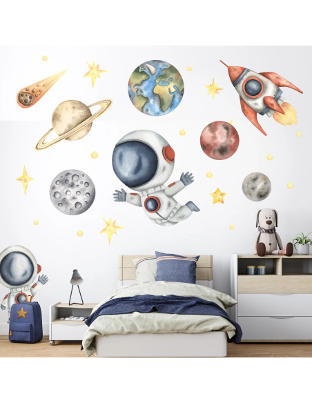 Astronaut and planet wall stickers for children – Space Explorers | Wall Decor Store