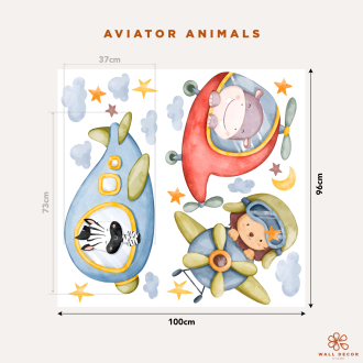 Wall stickers for children | Animal wall stickers featuring aeroplanes and rockets for children – Sky Animal | Wall Decor Store 2