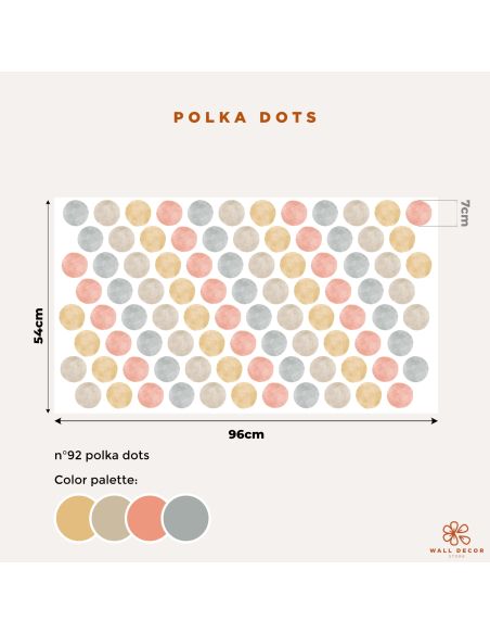 Pattern Wall Stickers | Watercolor Decorative Polka Dots in yellow, sand, orange, and grey | Wall Decor Store
