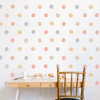 Pattern Wall Stickers | Watercolor Decorative Polka Dots in yellow, sand, orange, and grey | Wall Decor Store