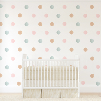 Pattern Wall Stickers | Watercolor Decorative Polka Dots in pink, brown and light blue | Wall Decor Store