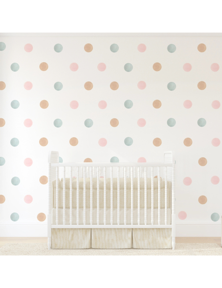 Pattern Wall Stickers | Watercolor Decorative Polka Dots in pink, brown and light blue | Wall Decor Store