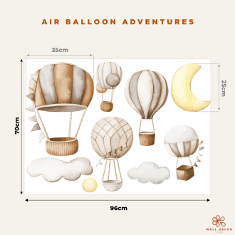 Wall stickers for children | Brown hot-air balloon decoration | Air Balloon Adventures | Wall Decor Store 2