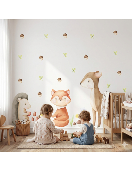 Forest animal nursery ideas with wall decals