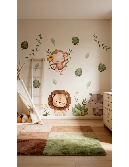 Idee cameretta per bambini con animali tema safari