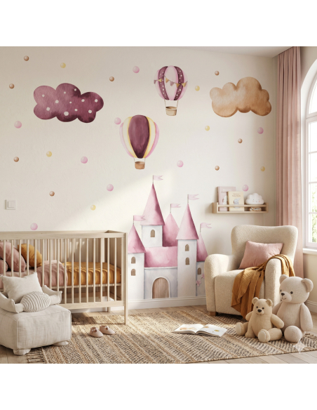 Princess-themed bedroom ideas with wall decals for girls