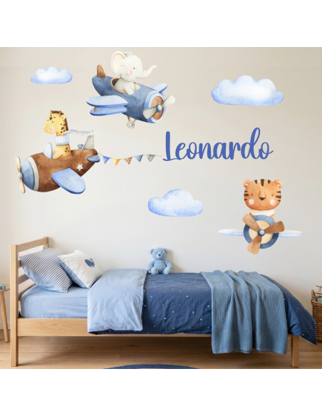Adesivo personalizzato con nome Aviator Animals
