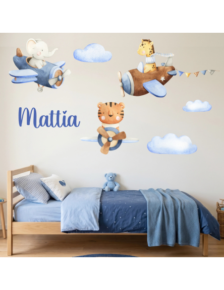 Example of personalized name and wall sticker arrangement