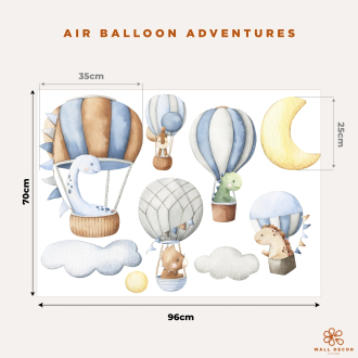 Children's wall stickers | Hot air balloons and dinosaurs | Air Balloon Adventures | Wall Decor Store 2