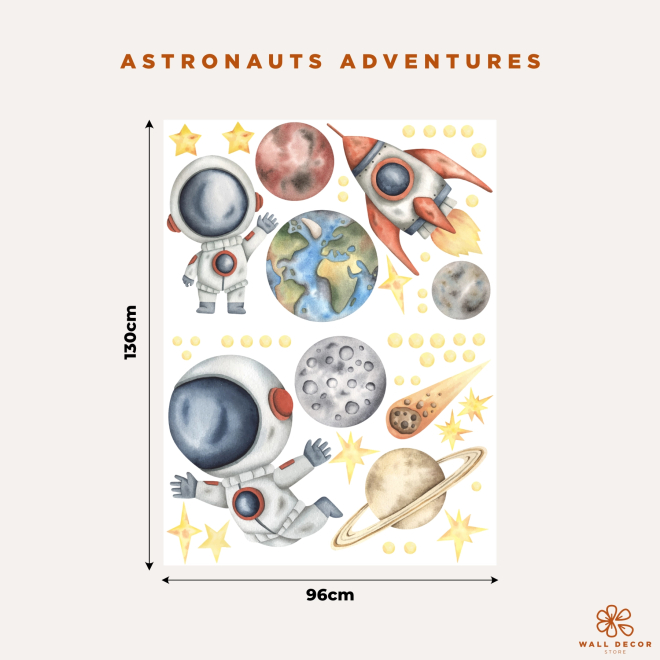 Astronaut and planet wall stickers for children – Space Explorers | Wall Decor Store 2