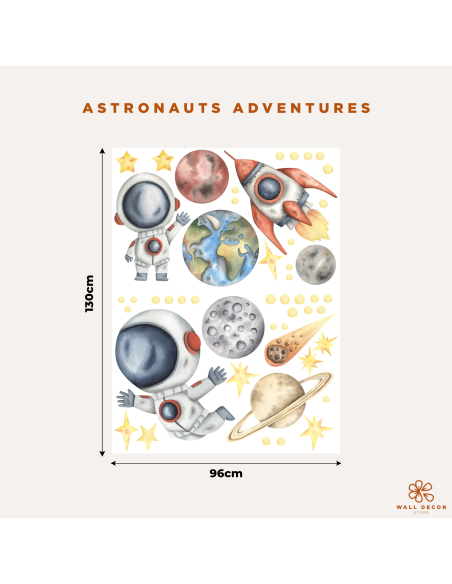 Astronaut and planet wall stickers for children – Space Explorers | Wall Decor Store