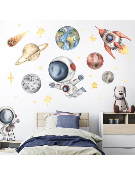 Astronaut and planet wall stickers for children – Space Explorers | Wall Decor Store