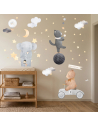 Adesivi murali Magic Circus con elefante, gattino equilibrista e orsetto decorano una cameretta moderna per bambini