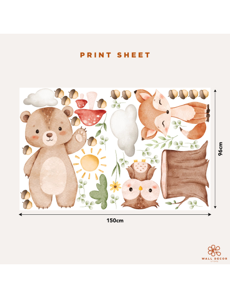 Bear, Fox & Owl Wall Stickers | Little Wood | Wall Decor Store