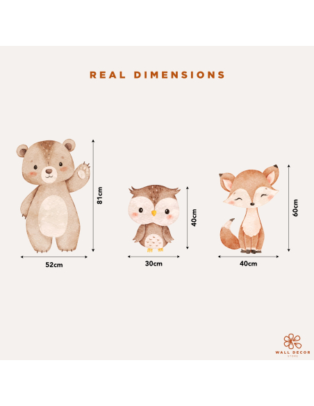 Bear, Fox & Owl Wall Stickers | Little Wood | Wall Decor Store