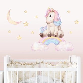 Adesivi da muro per bambini | Unicorno tra stelle e arcobaleno | Unicorn Dreams | Wall Decor Store