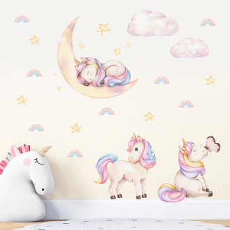Wall stickers for children | Unicorns among stars and rainbows | Unicorn Dreams | Wall Decor Store