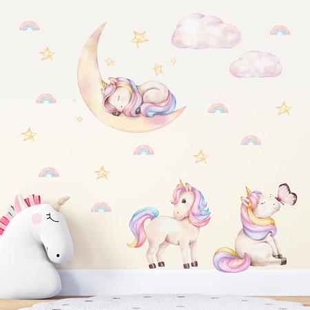 Wall stickers for children | Unicorns among stars and rainbows | Unicorn Dreams | Wall Decor Store