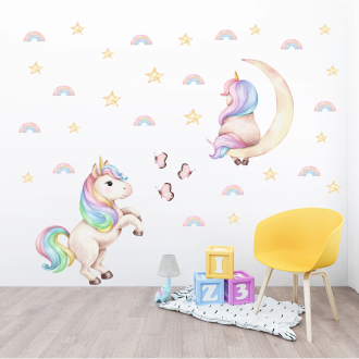 Wall stickers for children | Unicorns and designs featuring stars and rainbows | Unicorn Dreams | Wall Decor Store