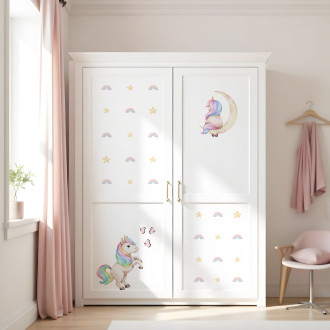 Adesivi per bambini per ogni superficie | Unicorni e pattern con stelle e arcobaleni | Unicorn Dreams | Wall Decor Store