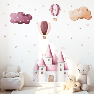Wall stickers for children | Magical castle and hot-air balloons - Princess Castles | Wall Decor Store