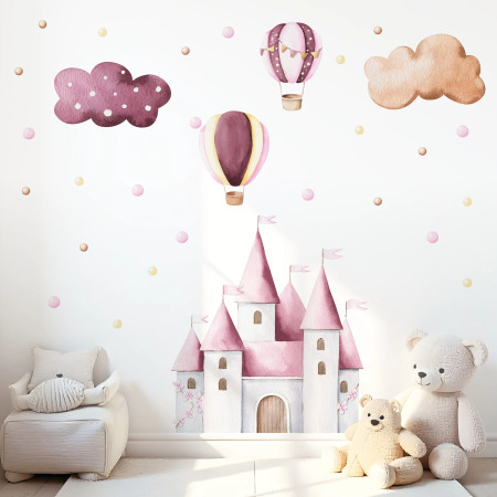 Wall stickers for children | Magical castle and hot-air balloons - Princess Castles | Wall Decor Store