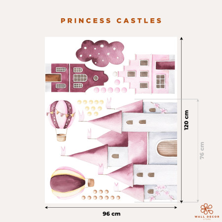 Adesivi da muro per bambini | Castello magico tra sogni e nuvole - Princess Castles | Wall Decor Store