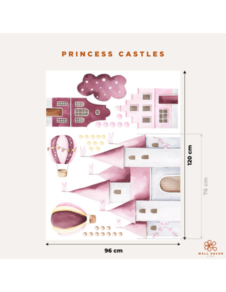 Adesivi da muro per bambini | Castello magico tra sogni e nuvole - Princess Castles | Wall Decor Store