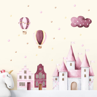 Adesivi da muro per bambini | Castello magico tra sogni e nuvole - Princess Castles | Wall Decor Store