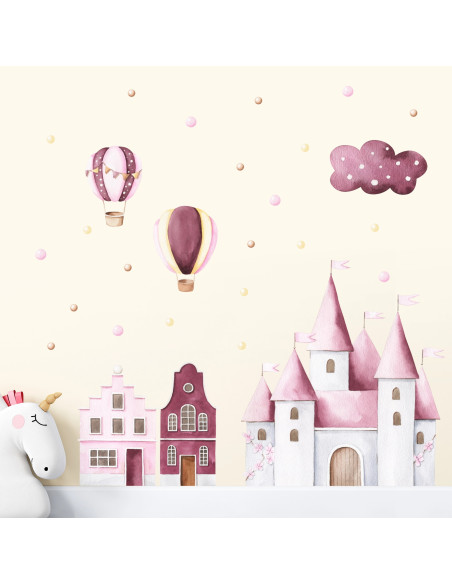 Adesivi da muro per bambini | Castello magico tra sogni e nuvole - Princess Castles | Wall Decor Store