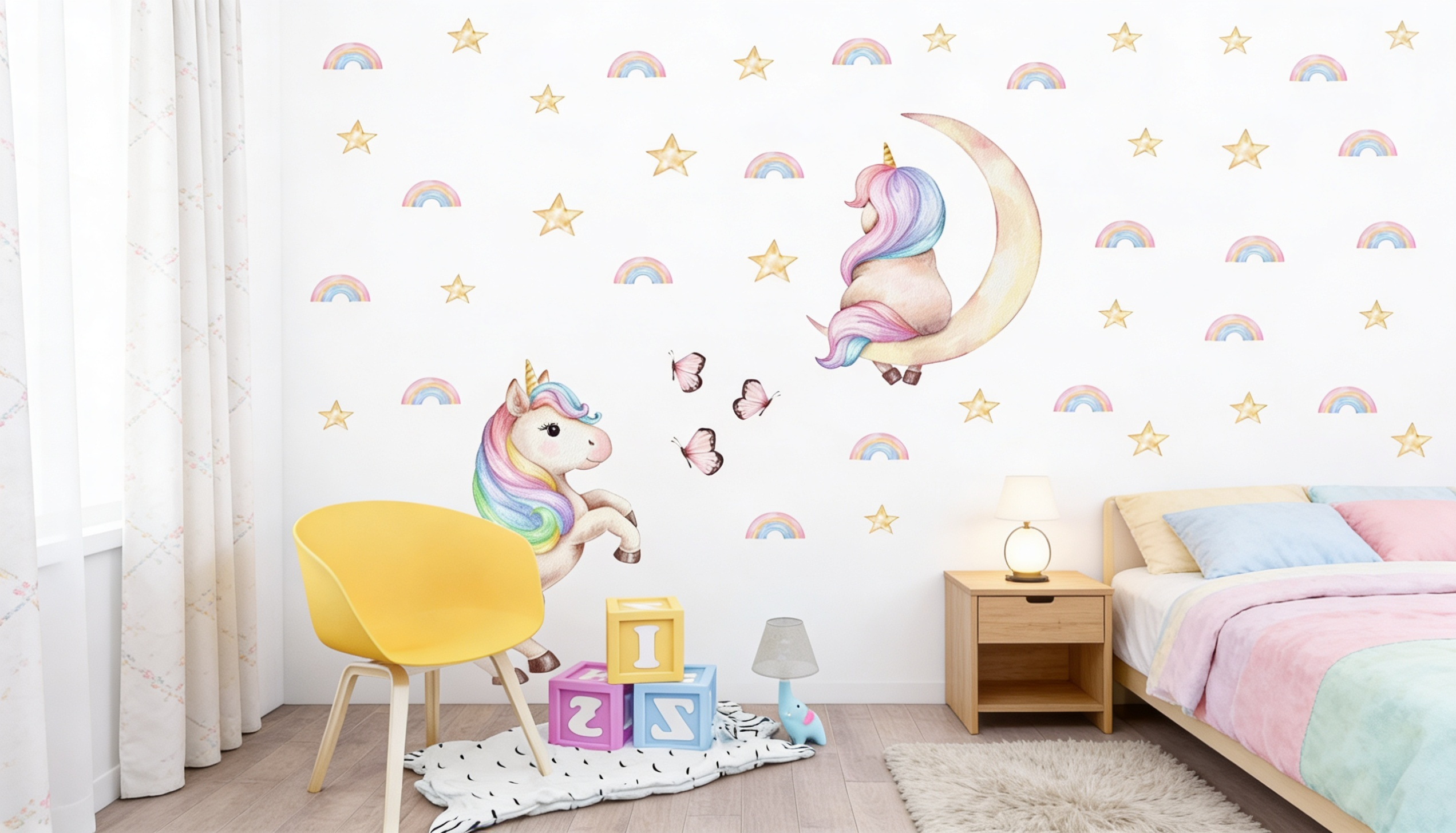 Ideaa decorazione cameretta con unicorni